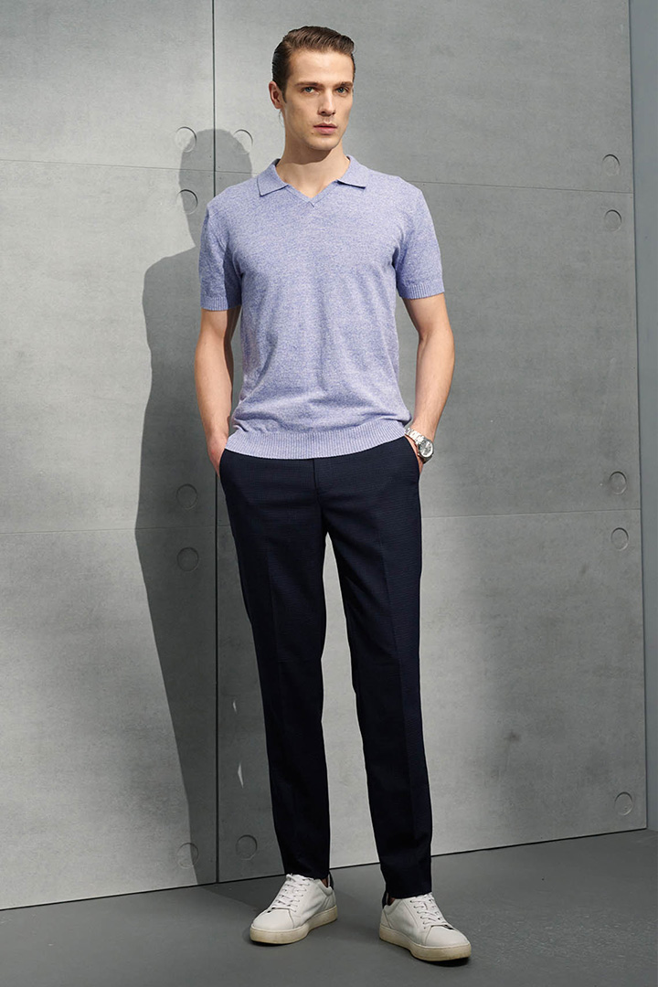 SST&C #Machine Washable Series  Navy Check Pattern Slim Fit Suit Trousers | 0212204005  (Outlet)_0