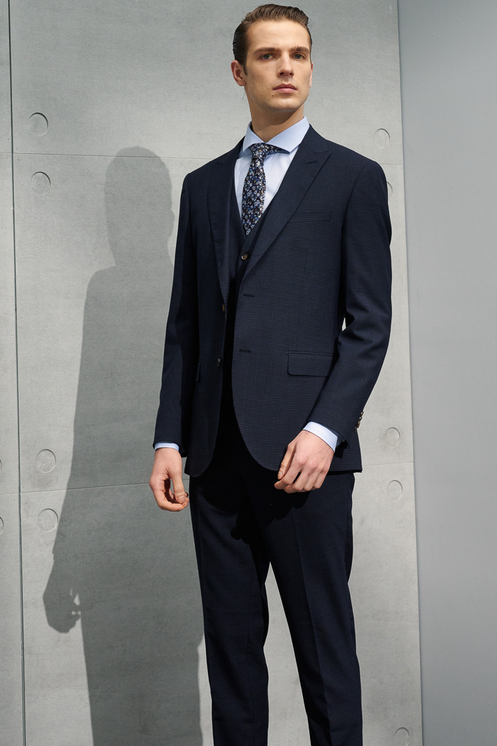 SST&C #Machine Washable Series  Navy Check Pattern Slim Fit Suit Trousers | 0212204005  (Outlet)_8