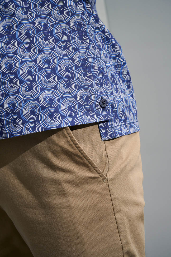 SST&C Dark Blue Spiral Cuban Collar Standard Fit Short Sleeve Shirt | 0412204002  (Outlet)_6