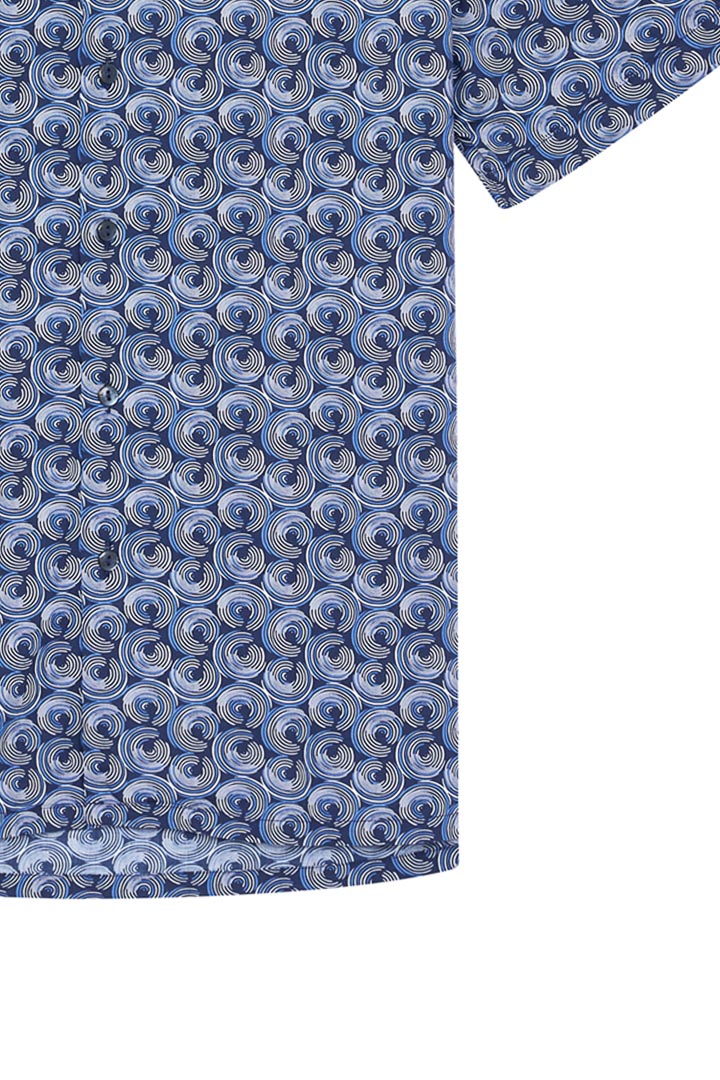 SST&C Dark Blue Spiral Cuban Collar Standard Fit Short Sleeve Shirt | 0412204002  (Outlet)_9