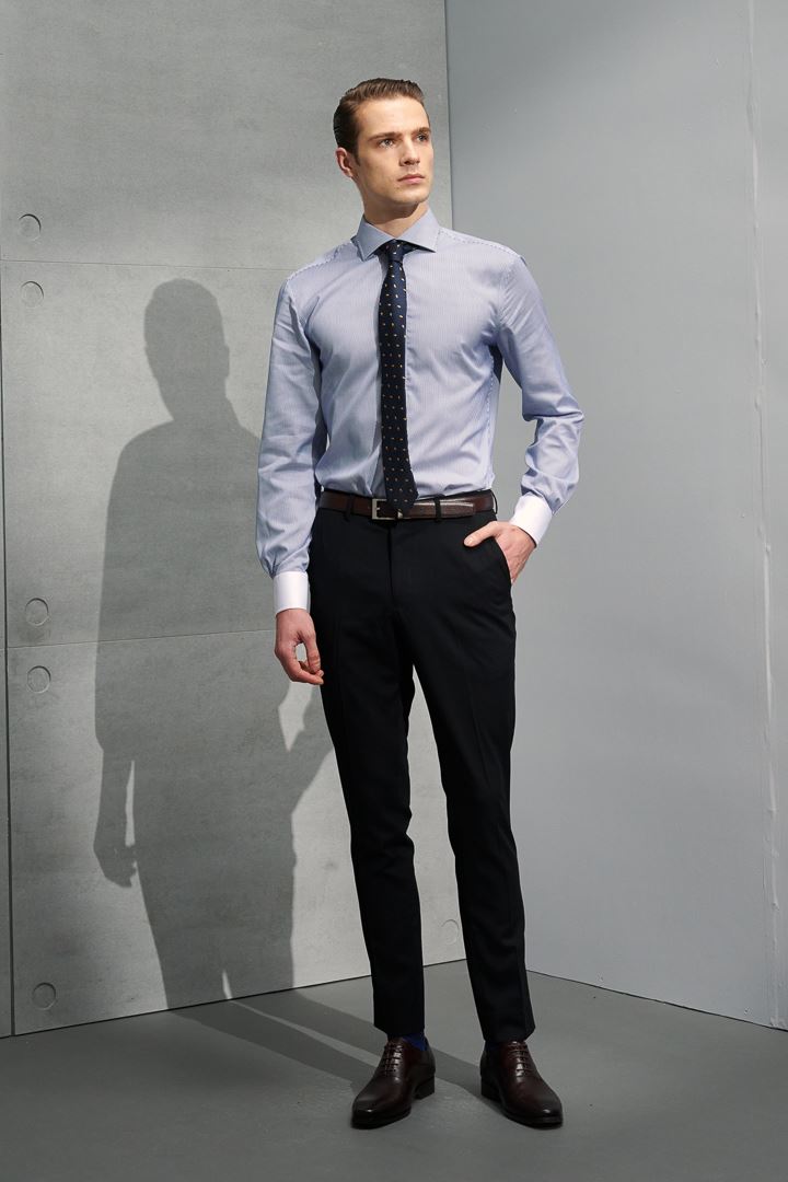 SST&C #Milan Series  White Sleeve Navy Striped Pattern Shirt | 0312204003  (Outlet)_2