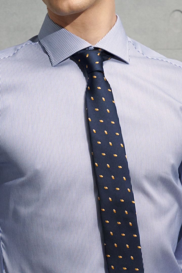 SST&C #Milan Series  White Sleeve Navy Striped Pattern Shirt | 0312204003  (Outlet)_5