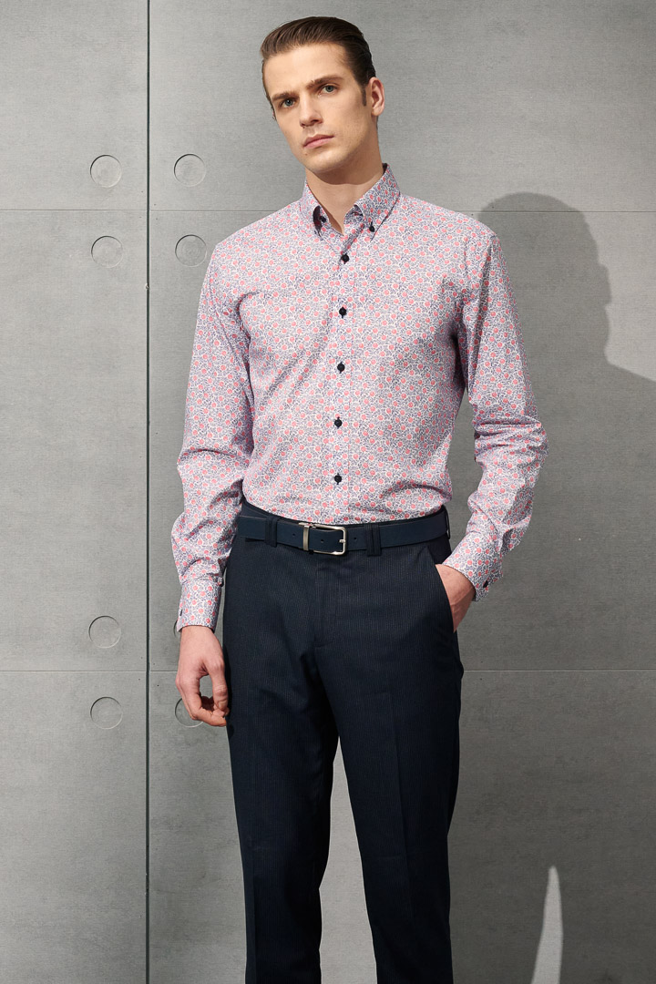 SST&C #Elastic Fit  Red Floral Cotton Stretch Print Shirt | 0312204011  (Outlet)_2
