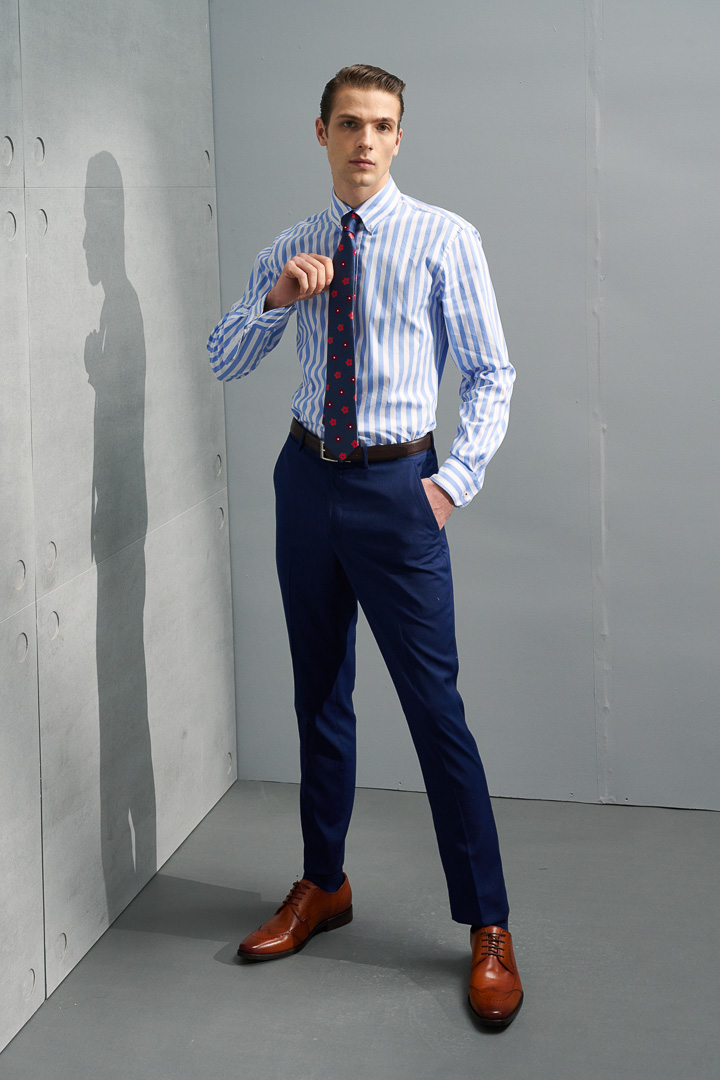SST&C #Easycare  Blue and White Wide Stretch Shirt | 0312204013  (Outlet)_1
