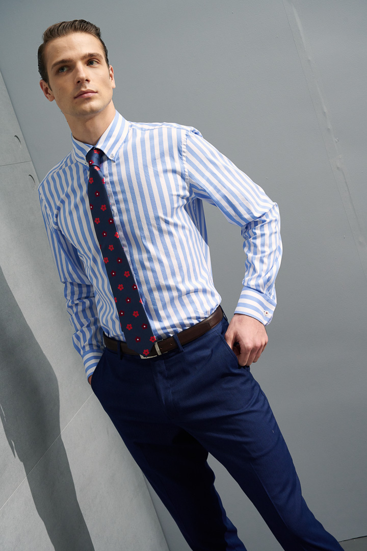 SST&C #Easycare  Blue and White Wide Stretch Shirt | 0312204013  (Outlet)_2
