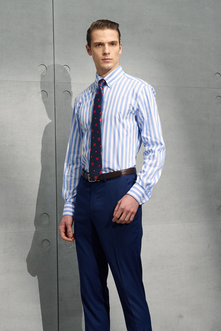 SST&C #Easycare  Blue and White Wide Stretch Shirt | 0312204013  (Outlet)_3