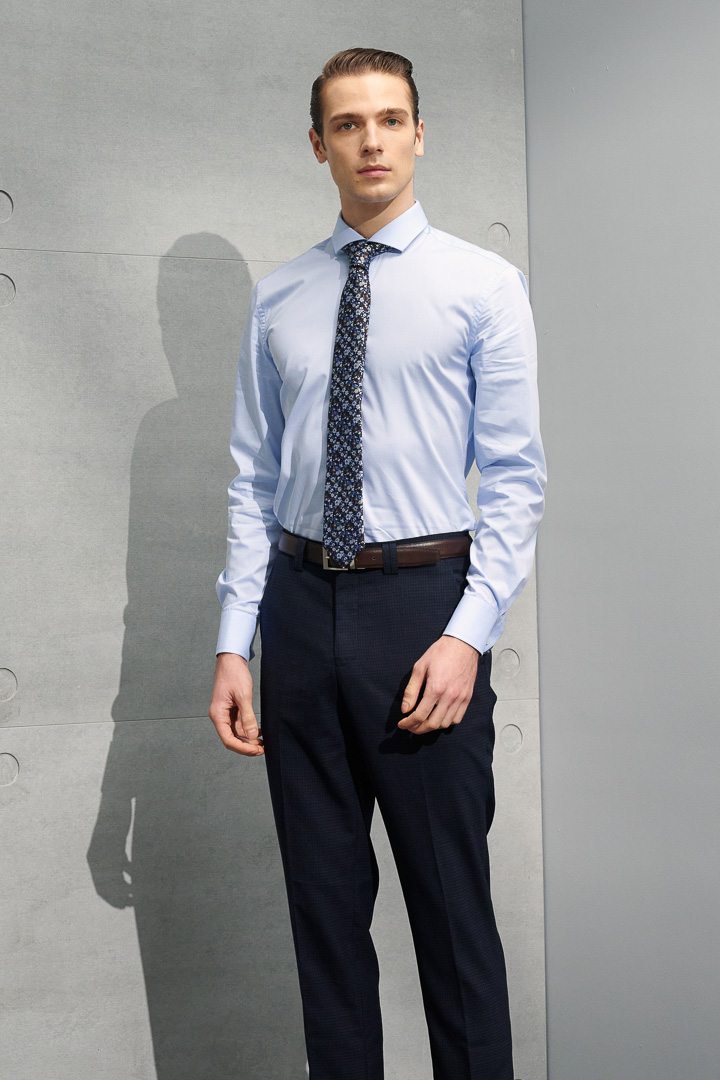 SST&C #Easycare  Blue Textured Shirt | 0312204015  (Outlet)_2