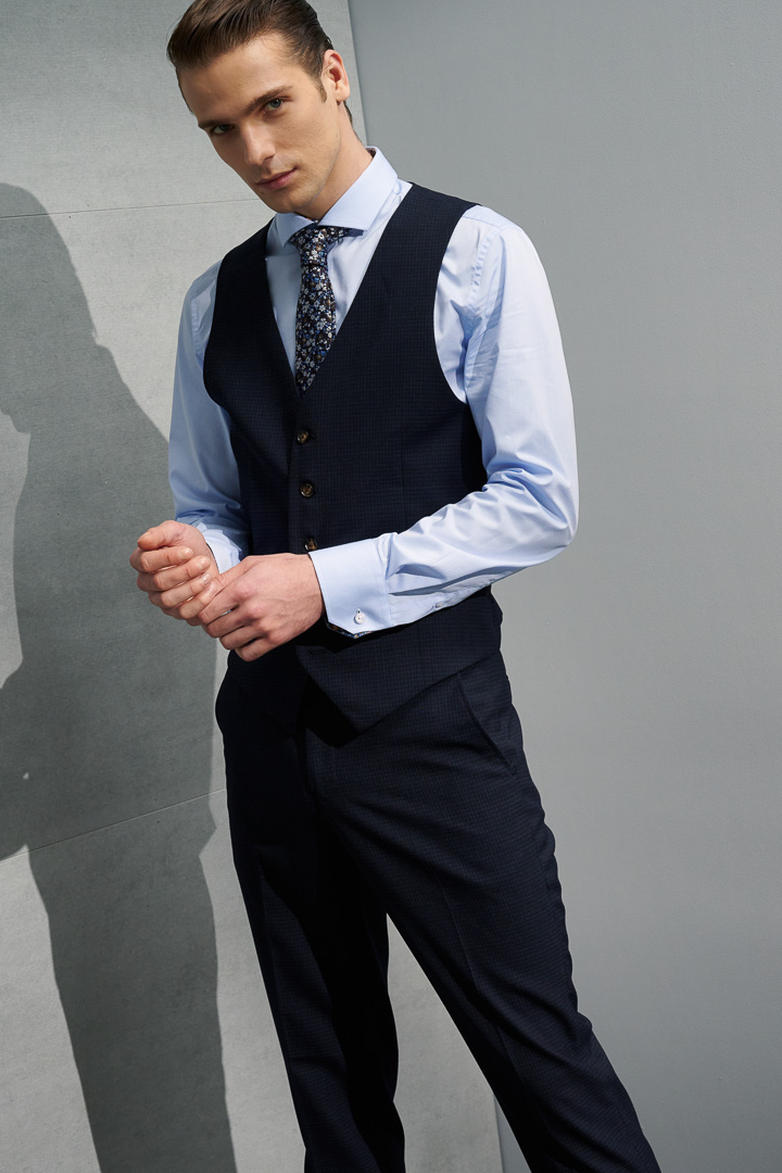 SST&C #Easycare  Blue Textured Shirt | 0312204015  (Outlet)_3