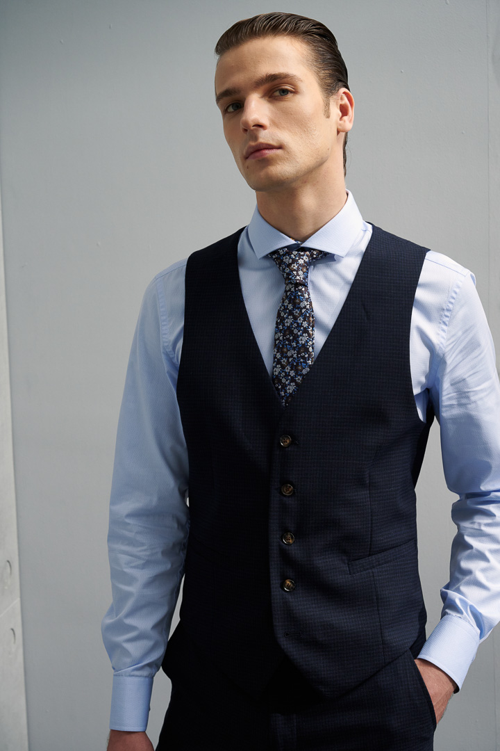 SST&C #Easycare  Blue Textured Shirt | 0312204015  (Outlet)_4