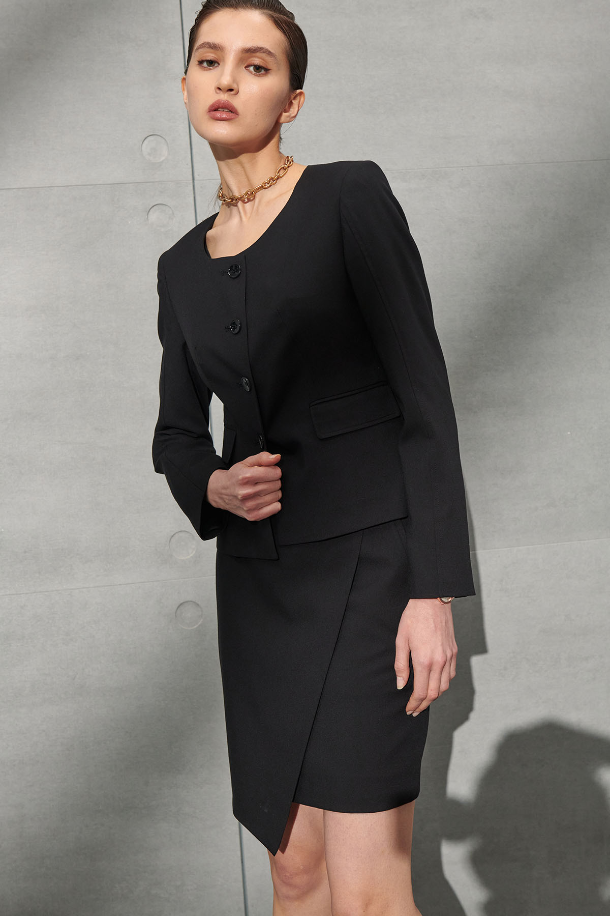SST&C #Online Exclusive  Designer Round Neck Women’S Suit Jacket | 7162204002  (Outlet)_3