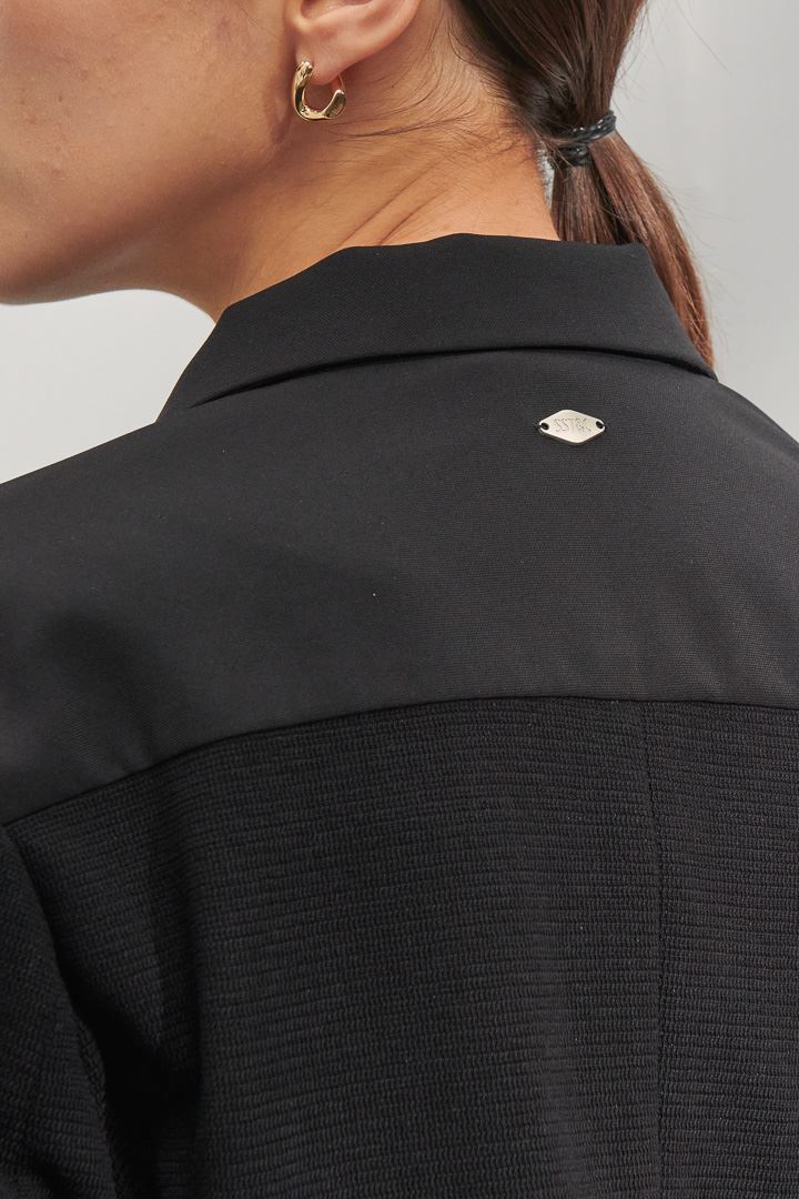 SST&C #Online Exclusive  Women'S Black Spliced ​​Zip Short Jacket | 8162204002  (Outlet)_5