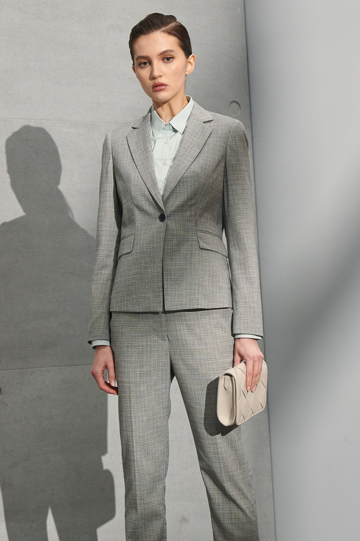 SST&C Women'S Floral Gray Check Pattern Small Straight Suit Trousers | 7262204004  (Outlet)_3