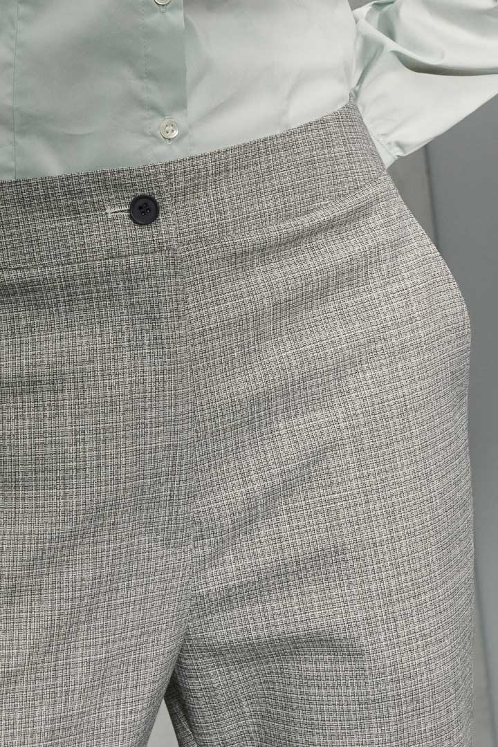 SST&C Women'S Floral Gray Check Pattern Small Straight Suit Trousers | 7262204004  (Outlet)_6