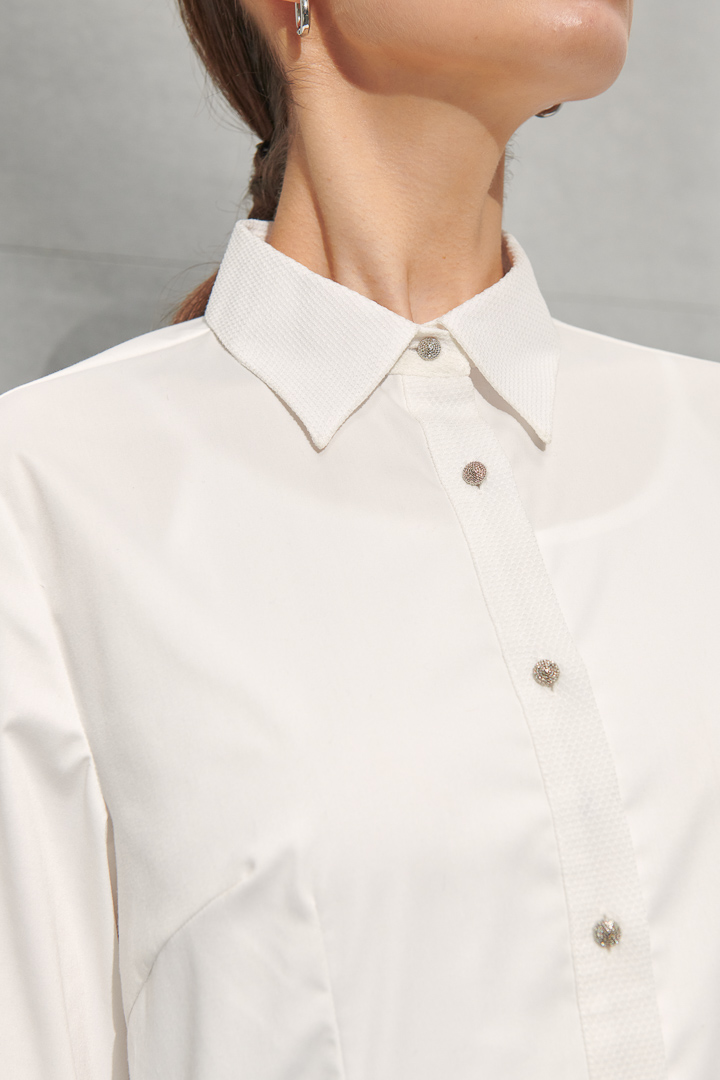 SST&C Women'S White Jacquard Patchwork Shirt | 7562204001  (Outlet)_6