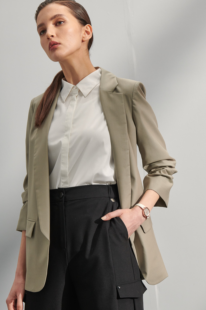 SST&C Women'S White Wrinkled Cuff Short Sleeve Shirt | 7562204007  (Outlet)_3