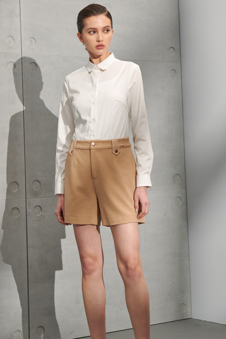 SST&C Women'S Khaki Patchwork Design Shorts | 8262204004  (Outlet)_2