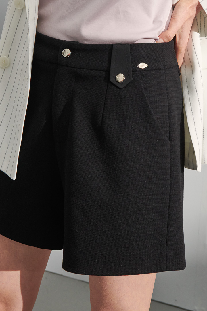 SST&C Women'S Black Patchwork Design Shorts | 8262204005  (Outlet)_5