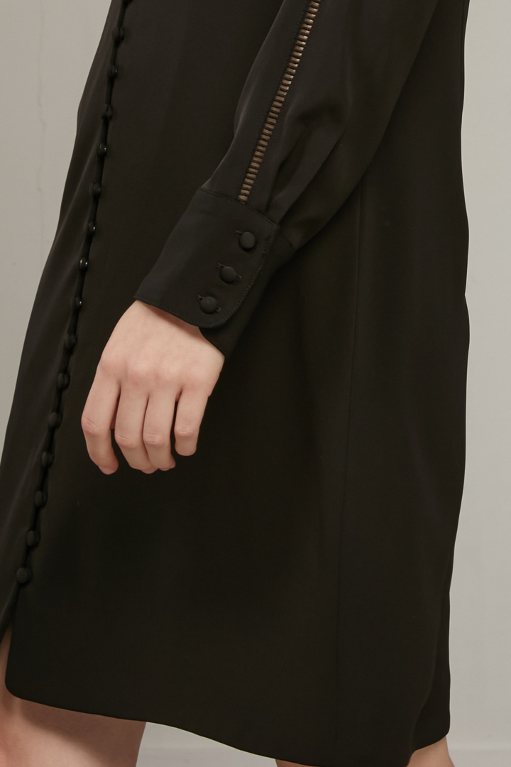 SST&C #Online Exclusive  Textured Black V-Neck Long-Sleeved Short Dress | 8562003004  (Outlet)_6