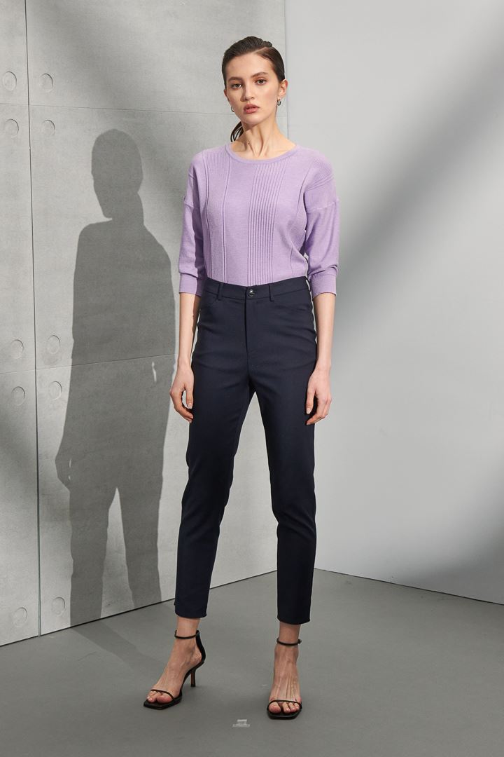 SST&C Women'S Lilac Round Neck Three-Quarter Sleeve Knitted Sweater | 8662204003  (Outlet)_3