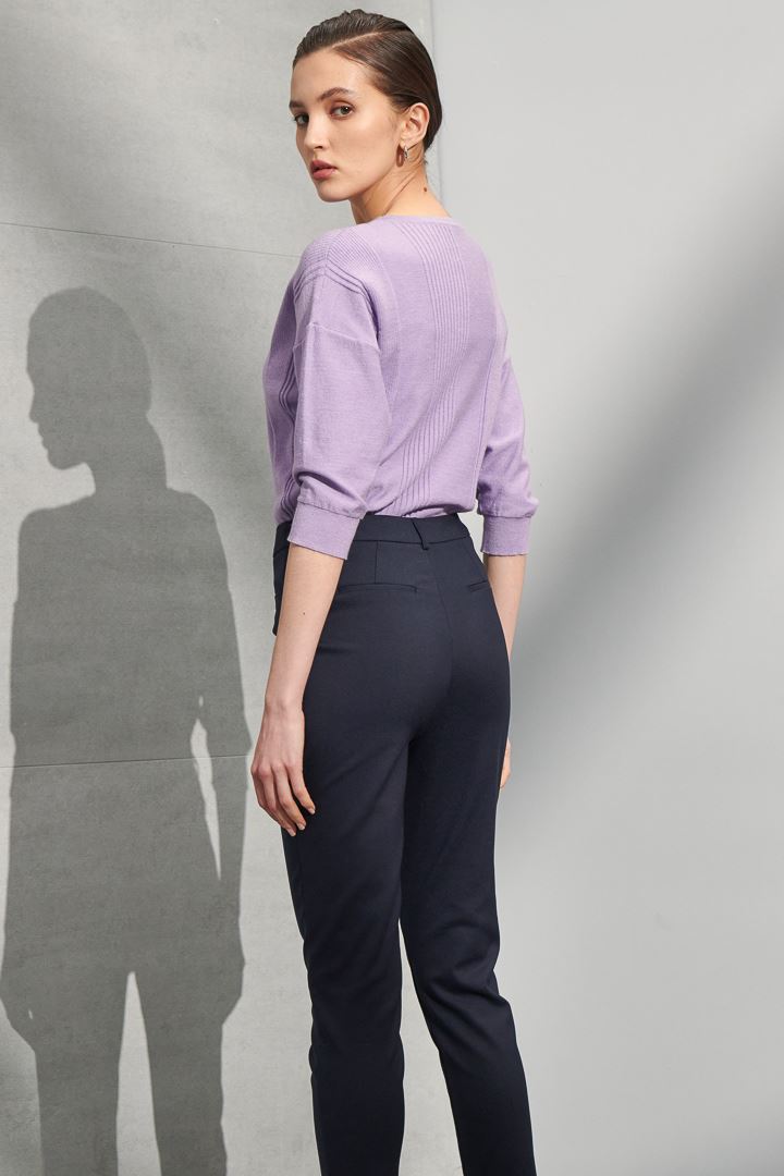 SST&C Women'S Lilac Round Neck Three-Quarter Sleeve Knitted Sweater | 8662204003  (Outlet)_4