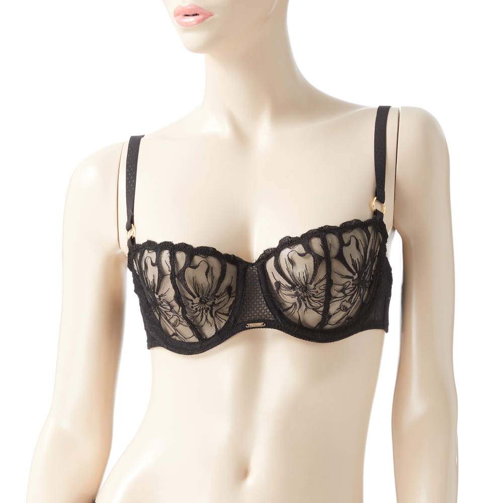 【Chantelle】1/2網紗無襯內衣>BCD罩杯>黑色(12M50_011)【Fleurs】_4