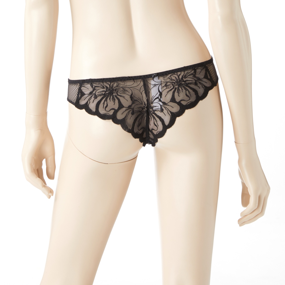 【Chantelle】丁字內褲>XS-S>黑色(12M90_011)【Fleurs】_2