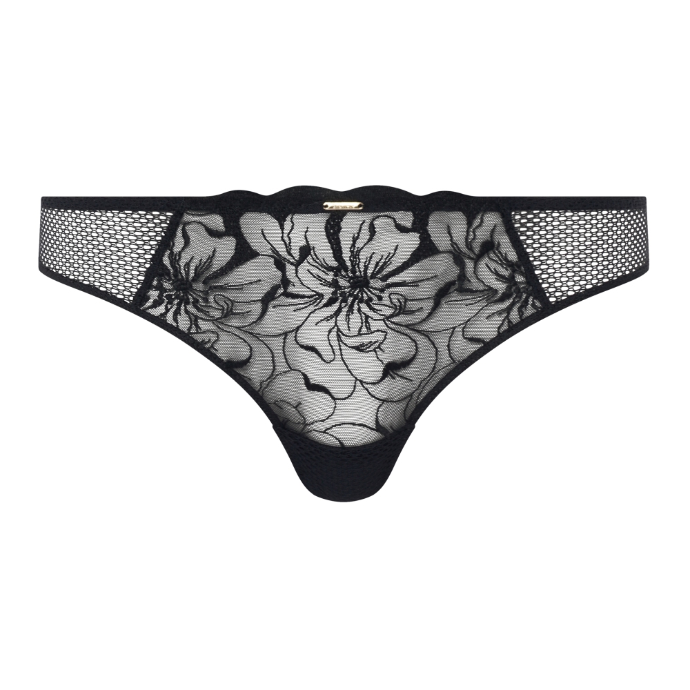 【Chantelle】丁字內褲>XS-S>黑色(12M90_011)【Fleurs】_3