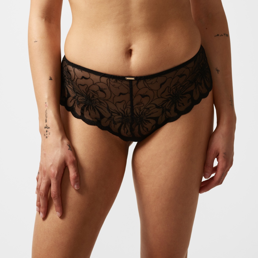 【Chantelle】四角內褲>XS-M>黑色(12M40_011)【Fleurs】_0
