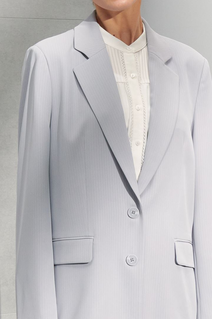 SST&C #Online Exclusive  Light Lavender Lapel Striped Pattern Casual Women'S Suit Jacket | 8162204006  (Outlet)_0