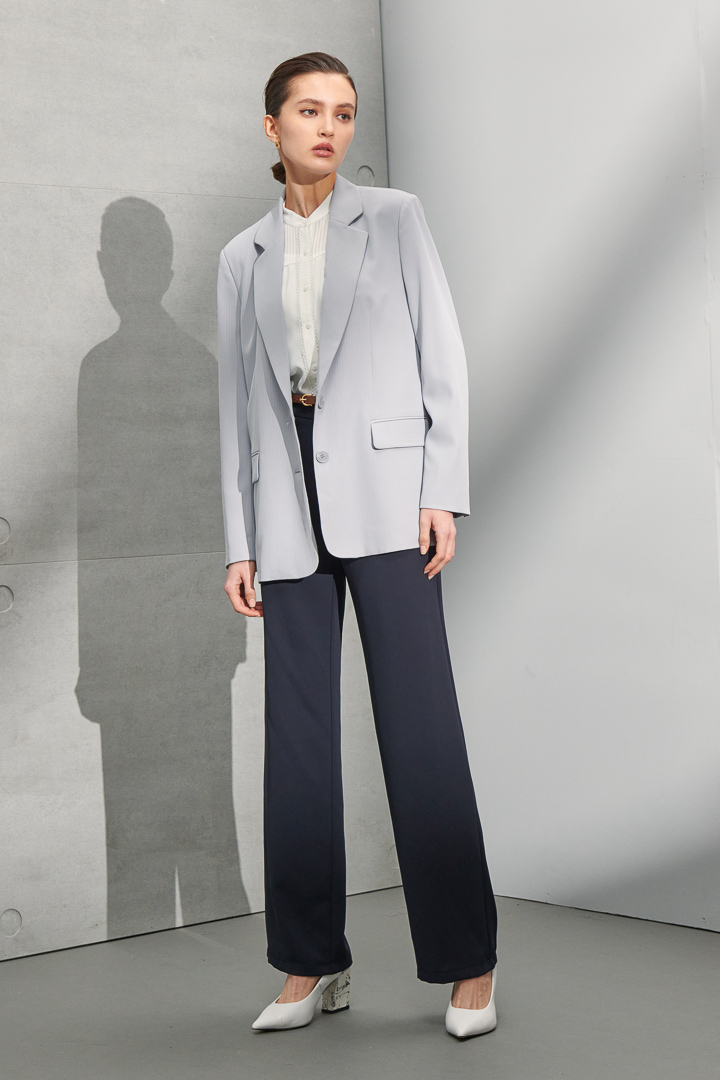 SST&C #Online Exclusive  Light Lavender Lapel Striped Pattern Casual Women'S Suit Jacket | 8162204006  (Outlet)_5