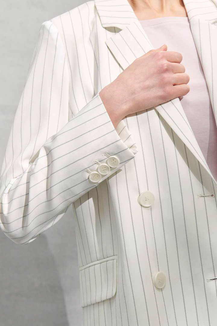 SST&C #Online Exclusive  White Striped Pattern Double Breasted Casual Women'S Suit Jacket | 8162204008  (Outlet)_6