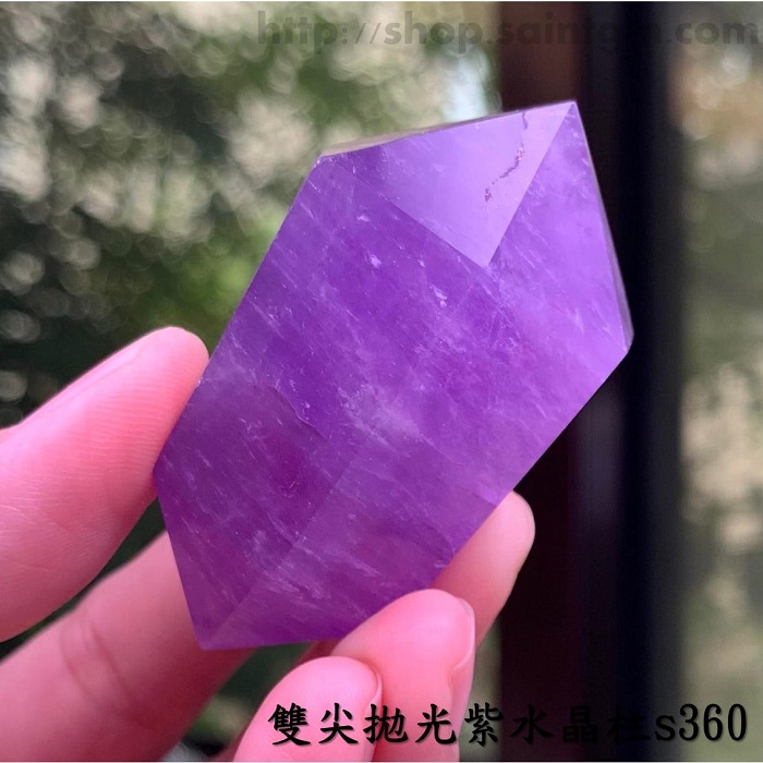 雙尖拋光紫水晶柱s360 (Amethyst) ~清理頂輪、智慧思緒清晰，活化腦部、覺知與直覺_2