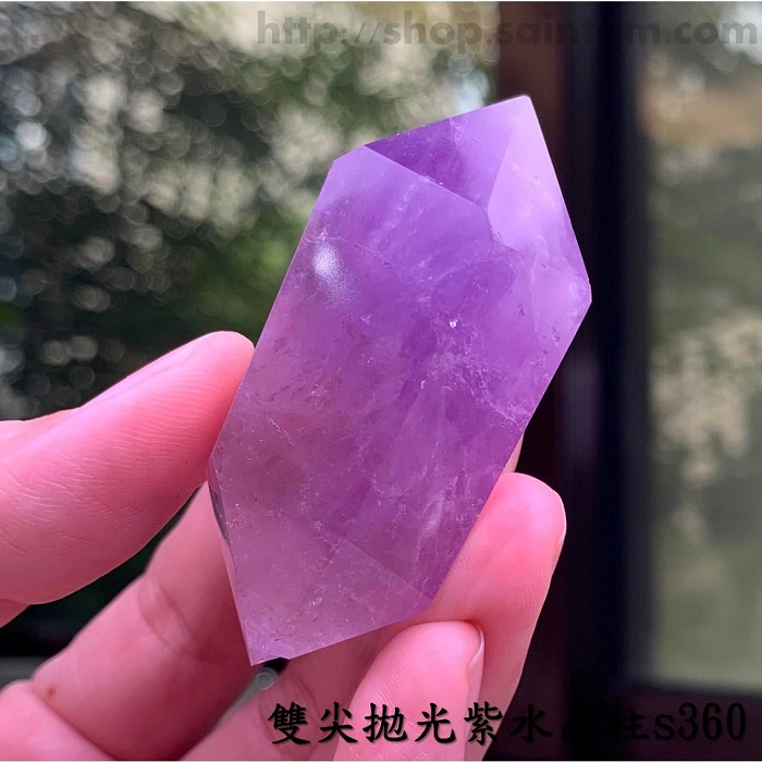 雙尖拋光紫水晶柱s360 (Amethyst) ~清理頂輪、智慧思緒清晰，活化腦部、覺知與直覺_5