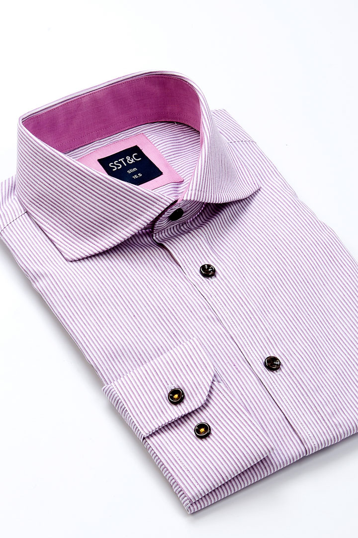 SST&C Slim Fit Purple Striped Pattern Long Sleeve Shirt | 0351810013  (Outlet)_1