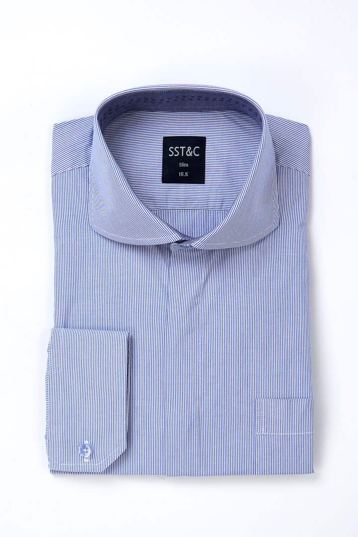 SST&C Pinstripe Pattern Blue Shirt | 0351811001  (Outlet)_0