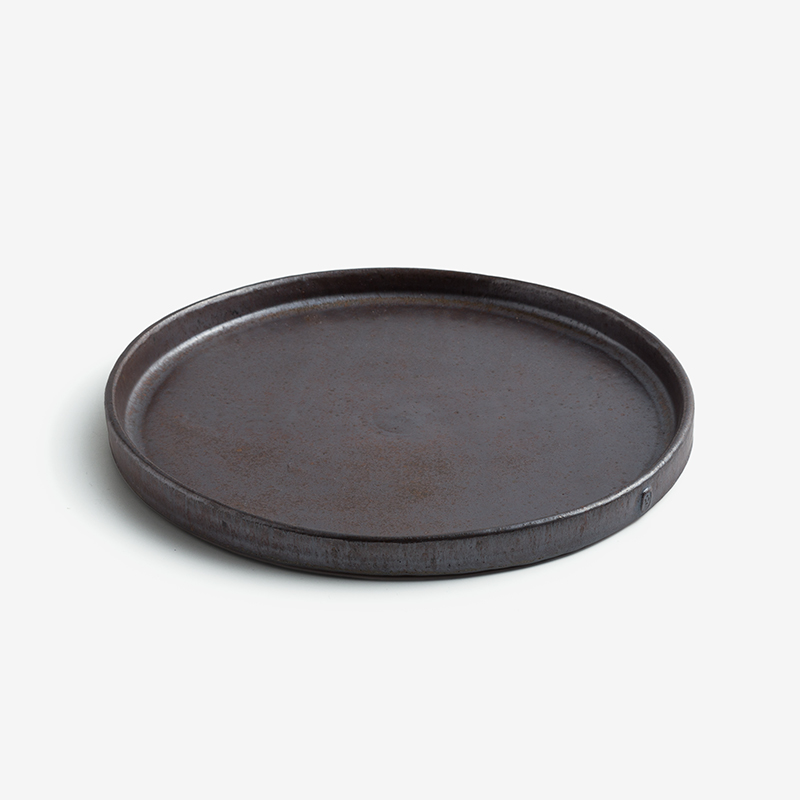 職人 手捻焰燒 23.5cm 陶瓷淺盤｜鏽蝕棕｜單品_1