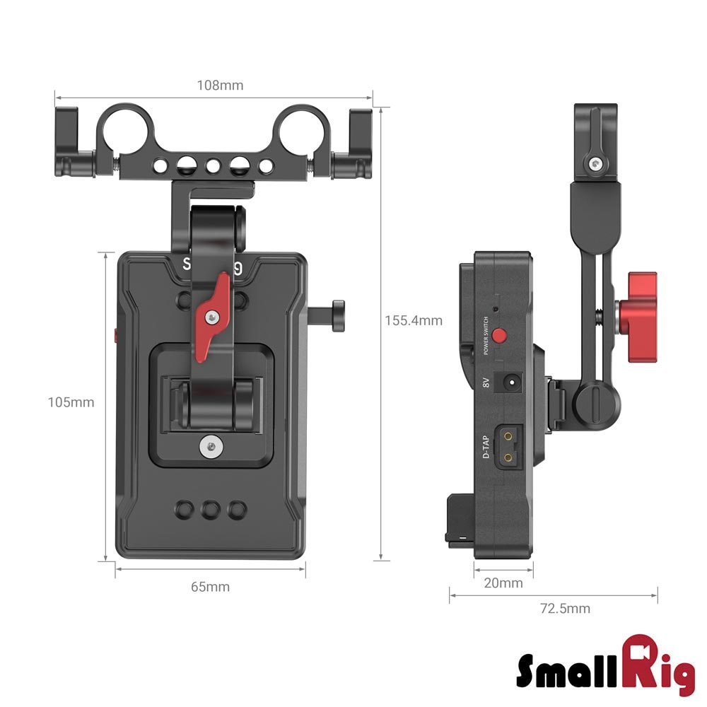 【SmallRig】3499 可調V掛電池板帶15MM管 公司貨_4