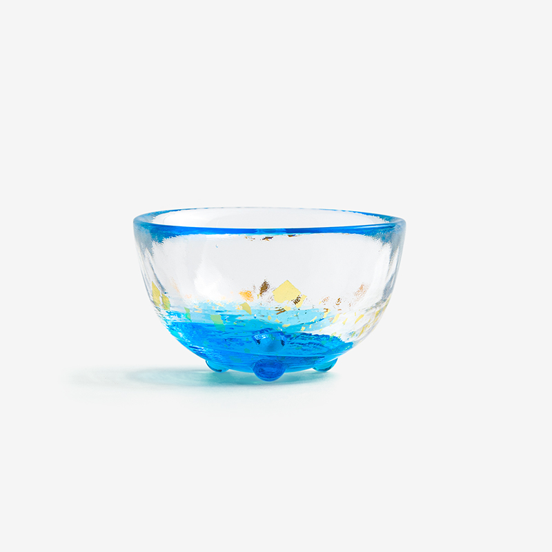 津輕 日製手作 50ml 玻璃清酒杯│藍金沙│單品_1