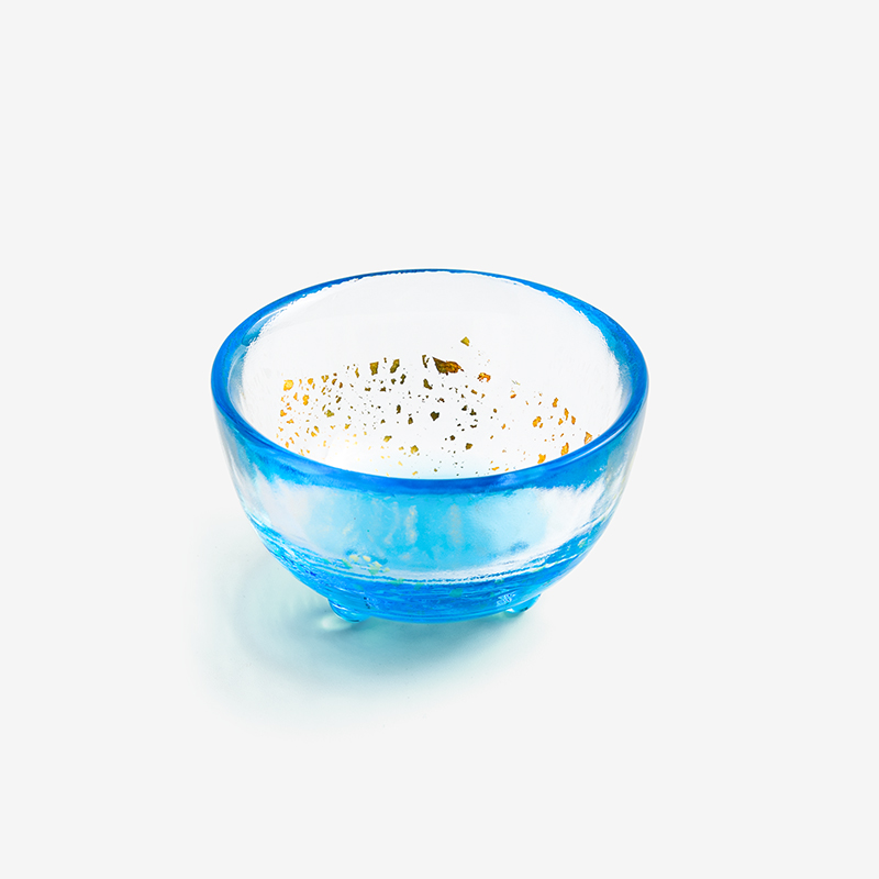 津輕 日製手作 50ml 玻璃清酒杯│藍金沙│單品_3