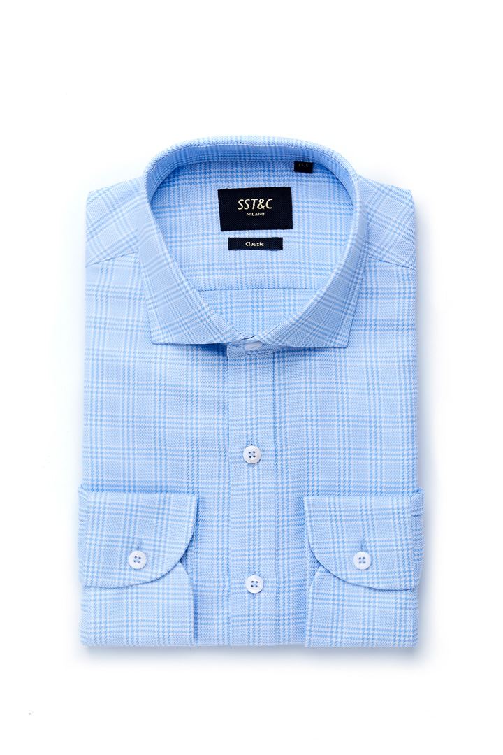 SST&C Milan Collection - Textured Blue Shirt | 0312004008  (Outlet)_2