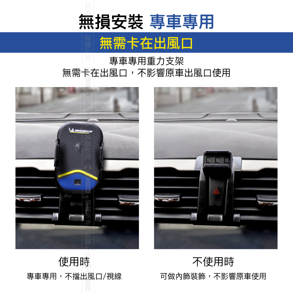 FORD 福特 MONDEO 2022年之後~ 米其林 Qi 智能充電紅外線自動開合手機架【專用支架+QC快速車充】 ML99_3