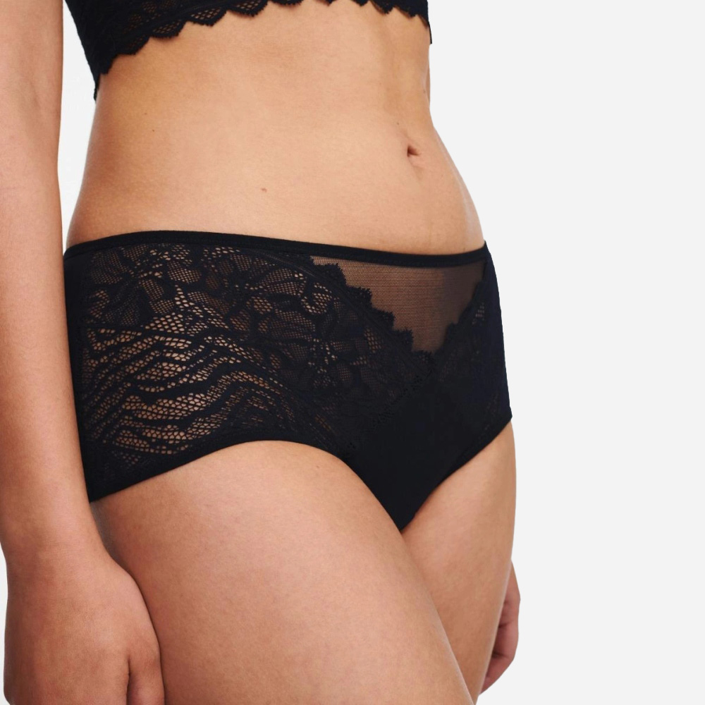 網路獨賣【Chantelle Easy Feel】平口內褲>S-L>黑色(94240_011)【Floral Touch】_1