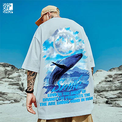 鯨魚塗鴉短TEE AIRism科技空氣材質 彈力 透氣 免燙防皺 防臭_0