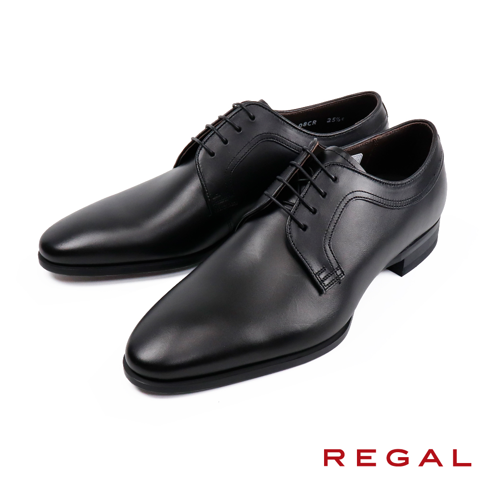 【REGAL】霧面質感簡約綁帶德比鞋 黑色(08CR-BL)