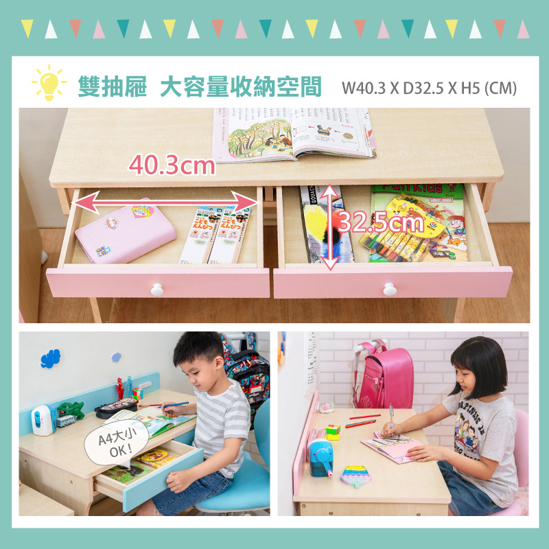 馬卡龍色系-兒童書桌/收納櫃/獨立筒椅組【台灣製】_2