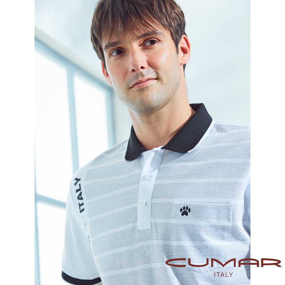 CUMAR 男裝短袖羅紋領拼接POLO衫(HiCool)/228223