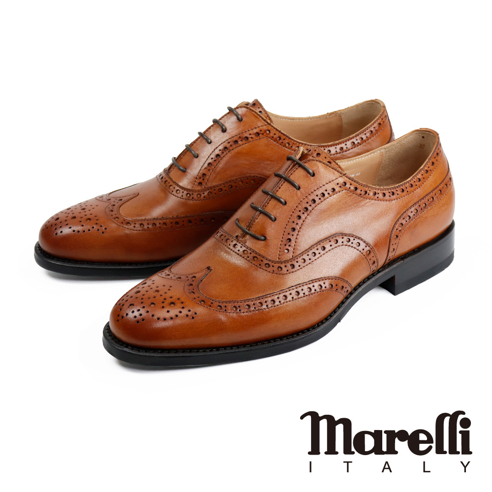 【Marelli】雅痞質感雕花翼紋牛津鞋 咖啡色(SN9207-1-TAN)