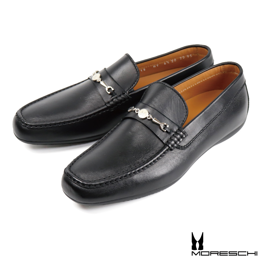 【Moreschi】手工羊皮馬銜扣樂福鞋 黑色(43712-BL)
