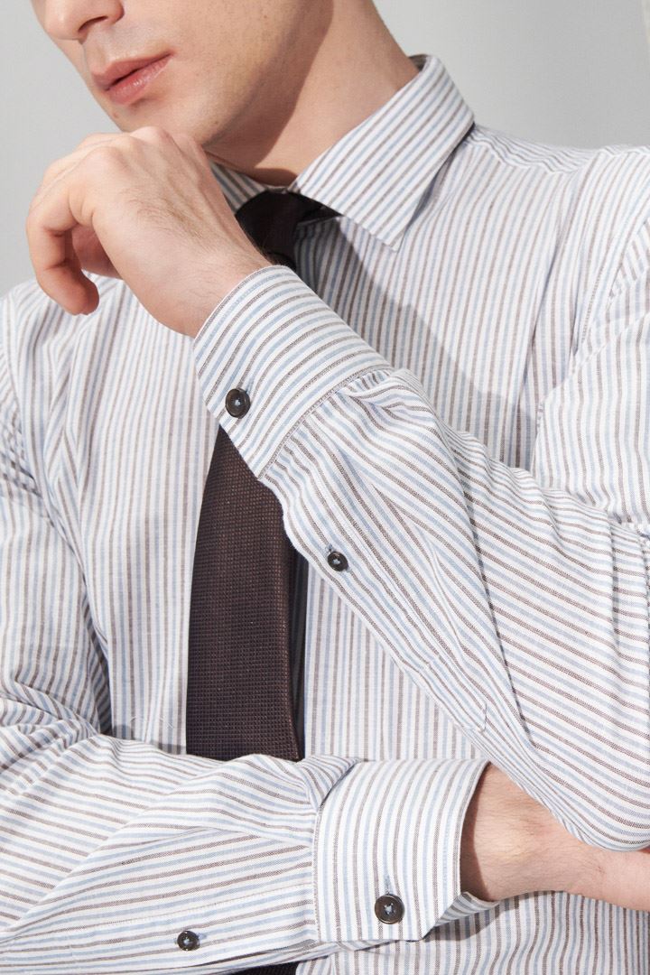 SST&C #Comfortable Cotton  Striped Pattern Linen-Like Standard Shirt | 0312205003  (Outlet)_5