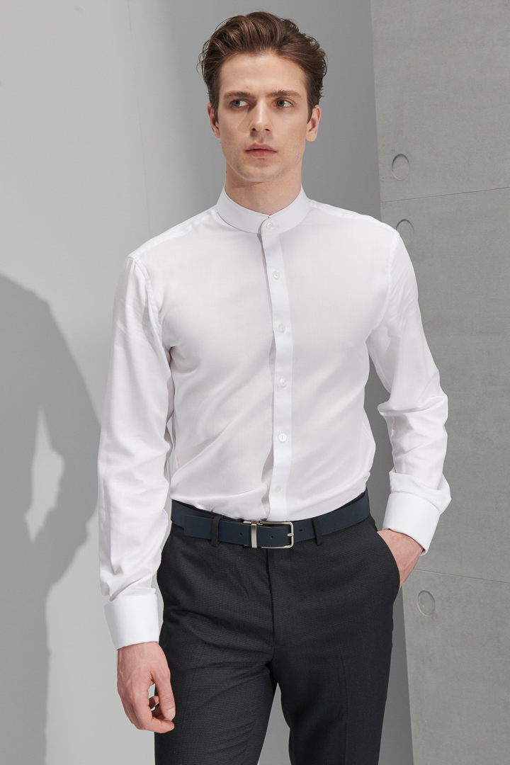 SST&C #Easycare  Stand Collar White Standard Shirt | 0312205005  (Outlet)_1